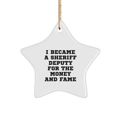 Funny Sheriff Deputy Gifts from Men to Sheriff Deputy for Christmas Unique Star Ornament - Image 1