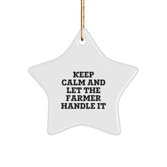 Farmer Gifts from Friends, Keep Calm And Let The Farmer Handle It Star Ornament, Christmas Unique Presents for Men - Image 1