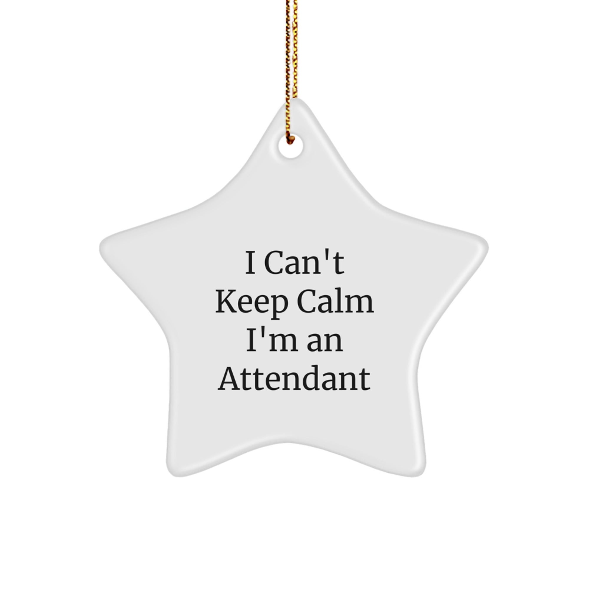 Funny Attendant Gifts from Friends - 'I Can't Keep Calm I'm An Attendant' Star Ornament for Christmas, Gifts for Attendants, Men, Women, or Coworkers - Image 1