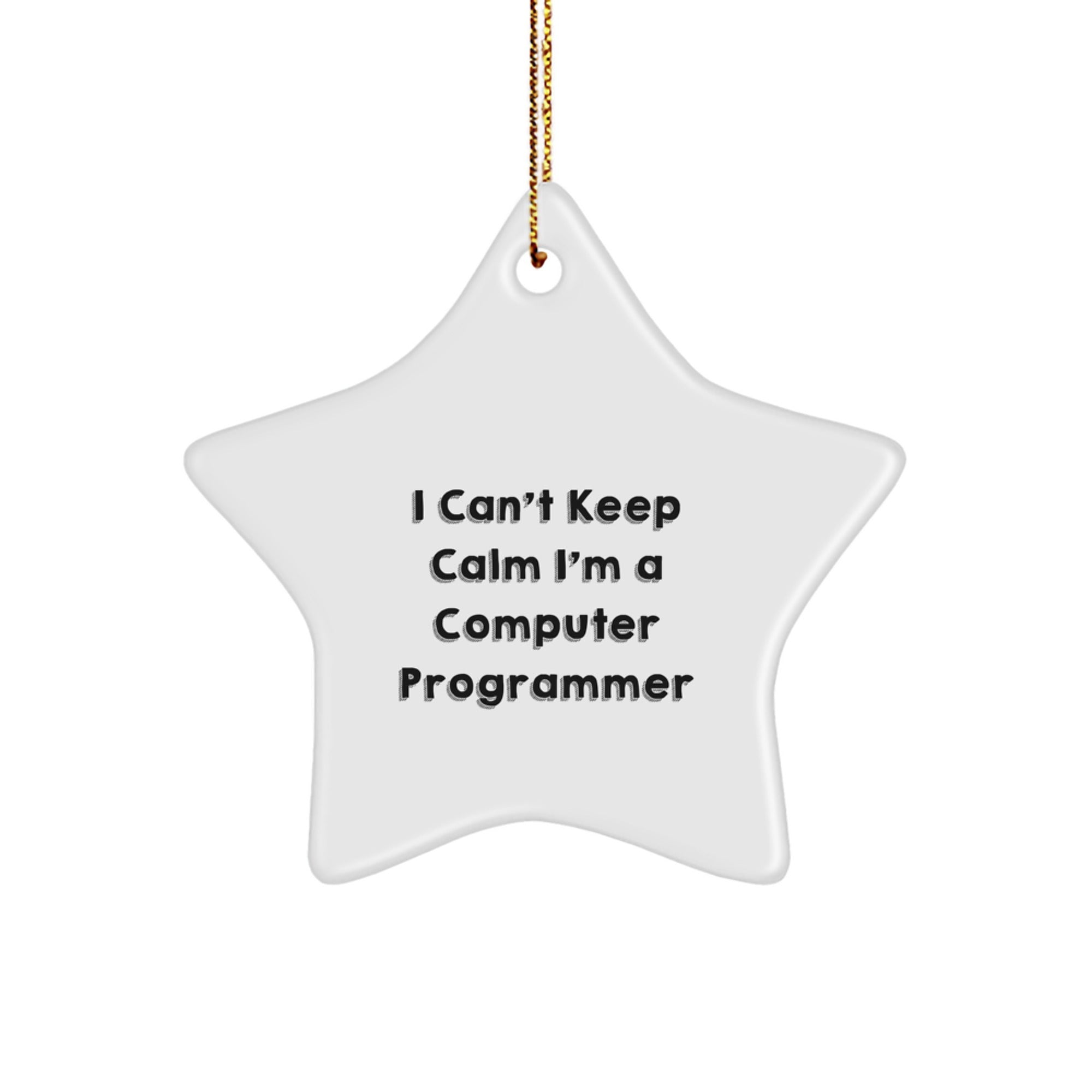 Funny Computer Programmer Star Ornament Gifts for Friends, Coworkers, or Family - 'I Can't Keep Calm I'm A Computer Programmer' Christmas Unique Gifts from Friends - Image 1