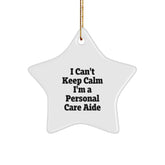 Funny Personal Care Aide Gifts - 'I Can't Keep Calm I'm A Personal Care Aide' Star Ornament, Perfect for Christmas - Image 1