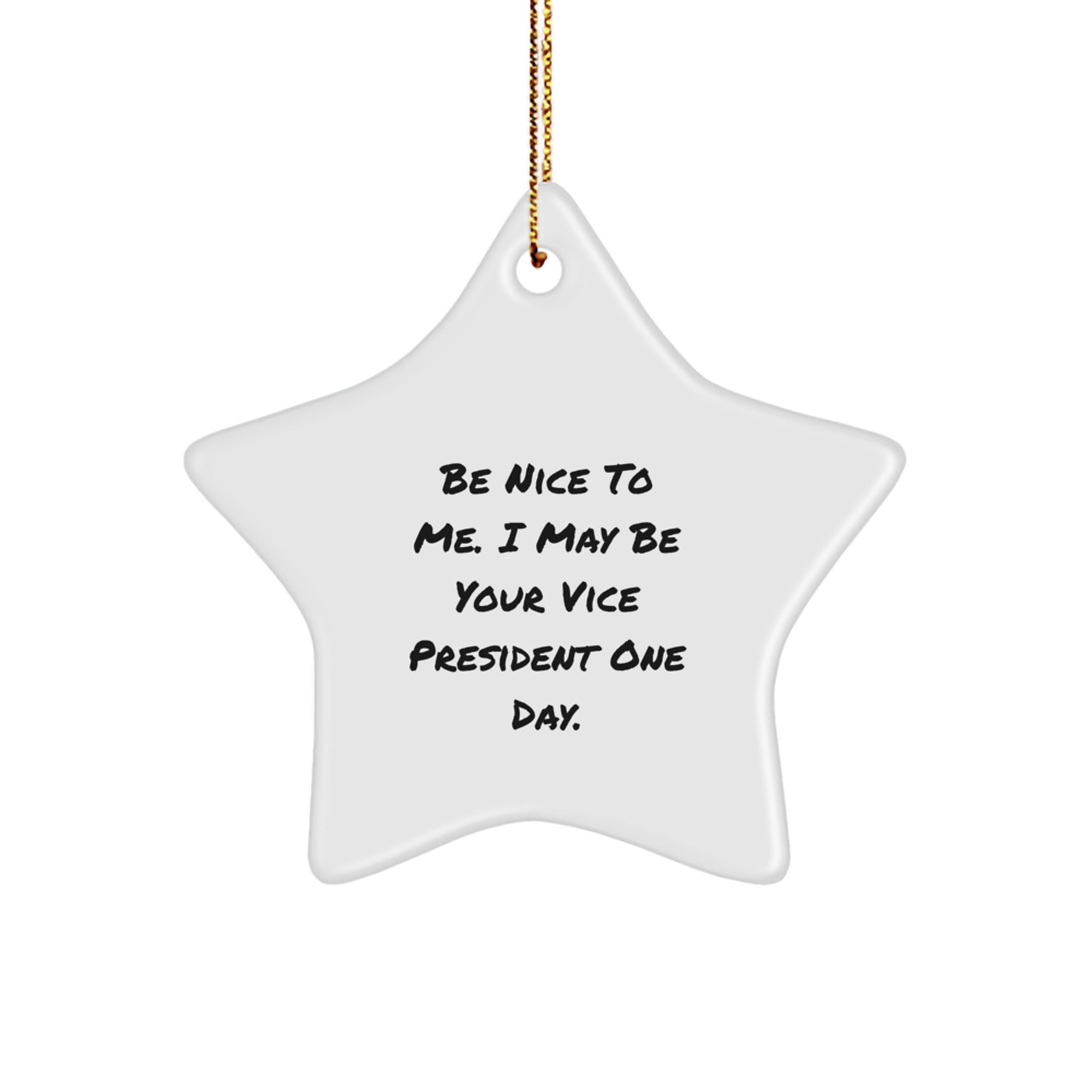 Funny Vice President Star Ornament Gifts for Men - 'Be Nice To Me' Star Decoration Ideas for Home Christmas Unique Presents - Image 1