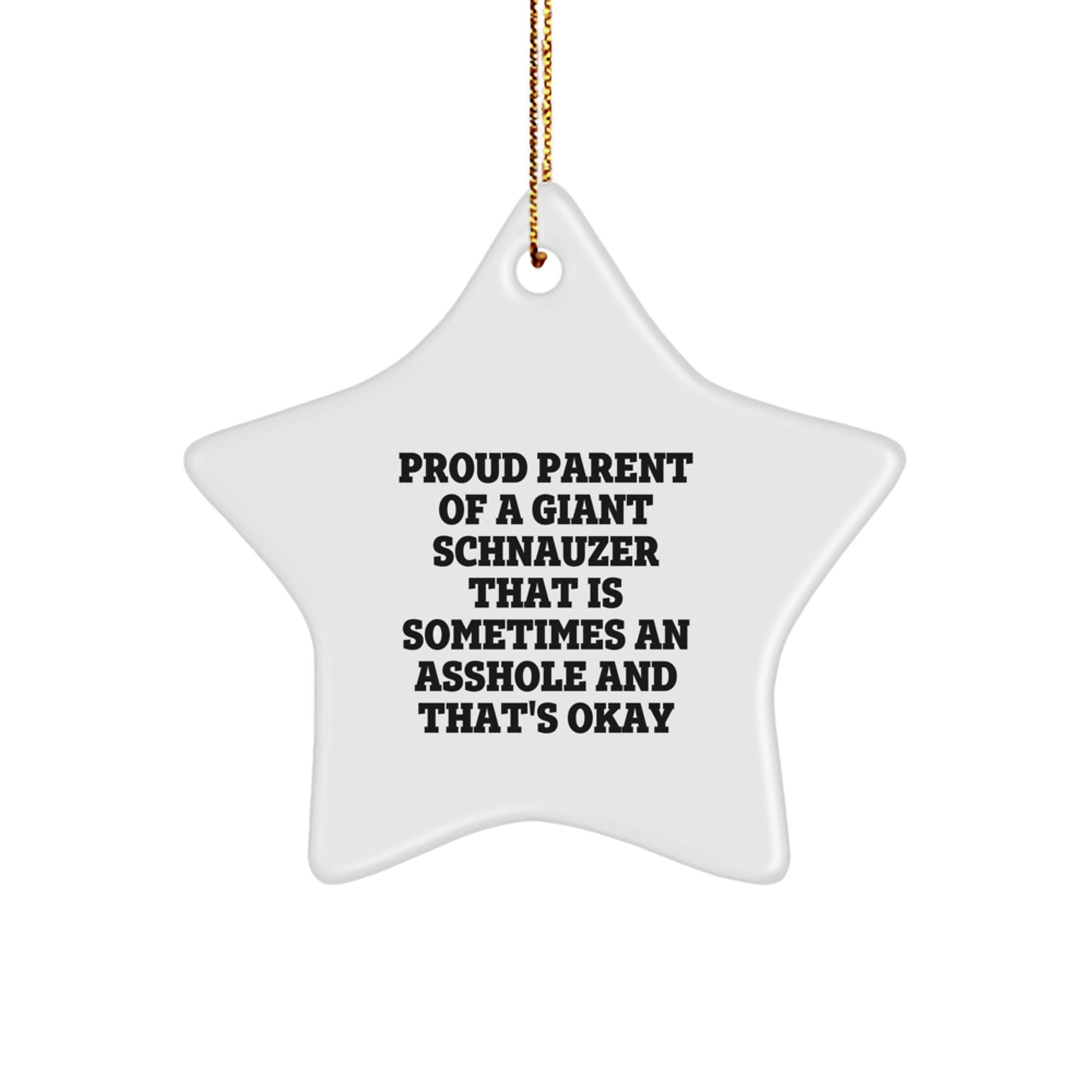 Funny Giant Schnauzer Dog Gifts from Friends, Star Ornament for Proud Parents, Christmas Unique Decorations - 'Sometimes An Asshole' - Image 1