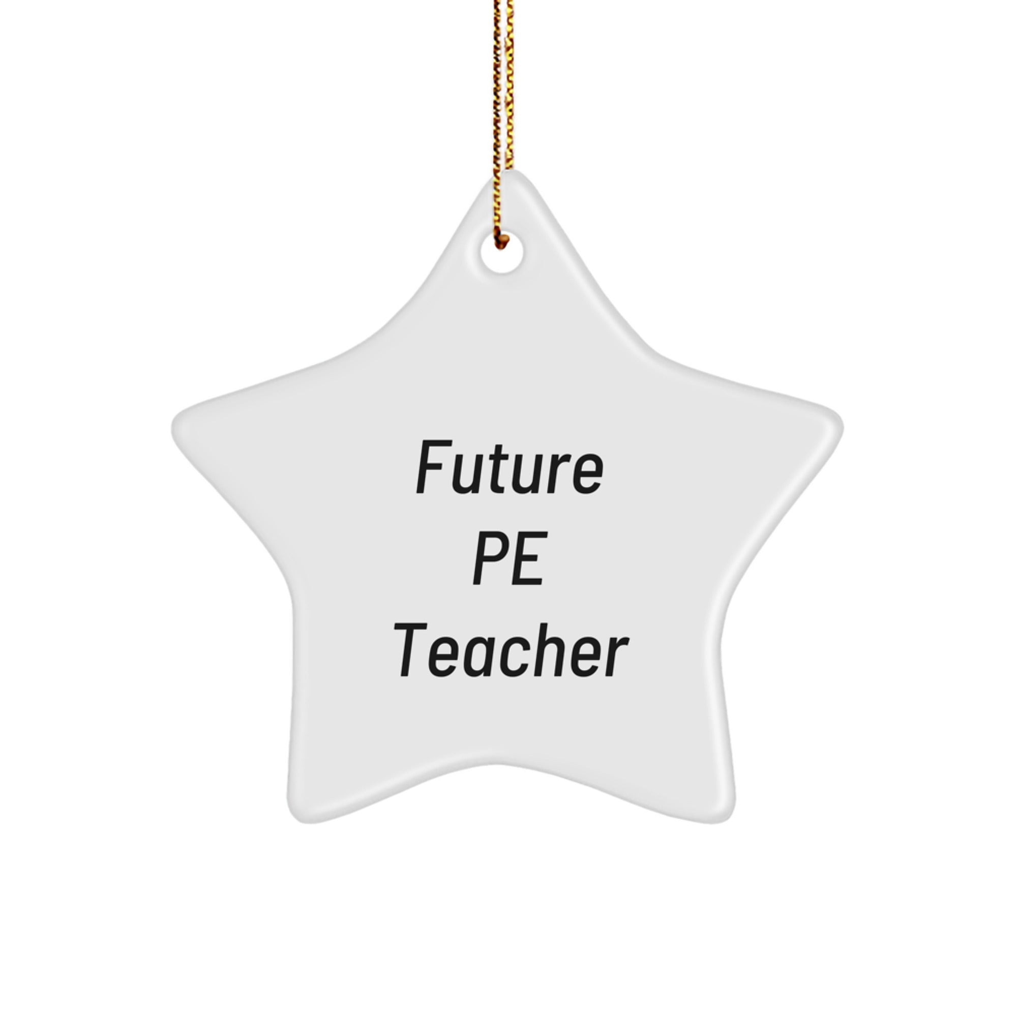Funny Future PE Teacher's Star Ornament for Christmas Unique Gifts from Friends - Inspirational Quote for Men, Women, Family - Durable MDF with High-Gloss Finish - Image 1