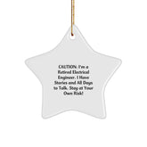 Electrical Engineer Gifts - Funny Caution Quote Star Ornament for Christmas, Gifts from Men to Electrical Engineers - Image 1