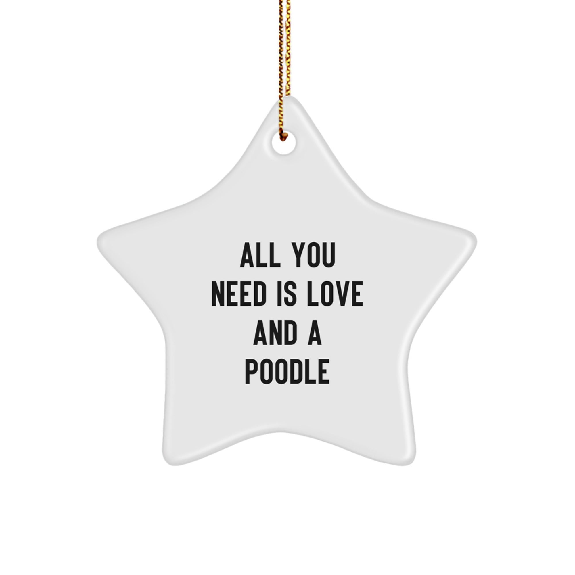 Funny Poodle Dog Star Ornament Gifts from Friends, Family for Christmas Decorations - All You Need Is Love And A Poodle - Image 1