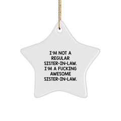 Funny Sister-in-law Gifts from Men - White Star Ornament for Sister-in-law - Christmas Unique Star Shaped Ornaments for Sister-in-law - Image 1