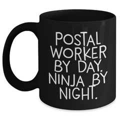 Funny Postal Worker Gifts from Friends to Men - Black Coffee Mug for Graduation - Main