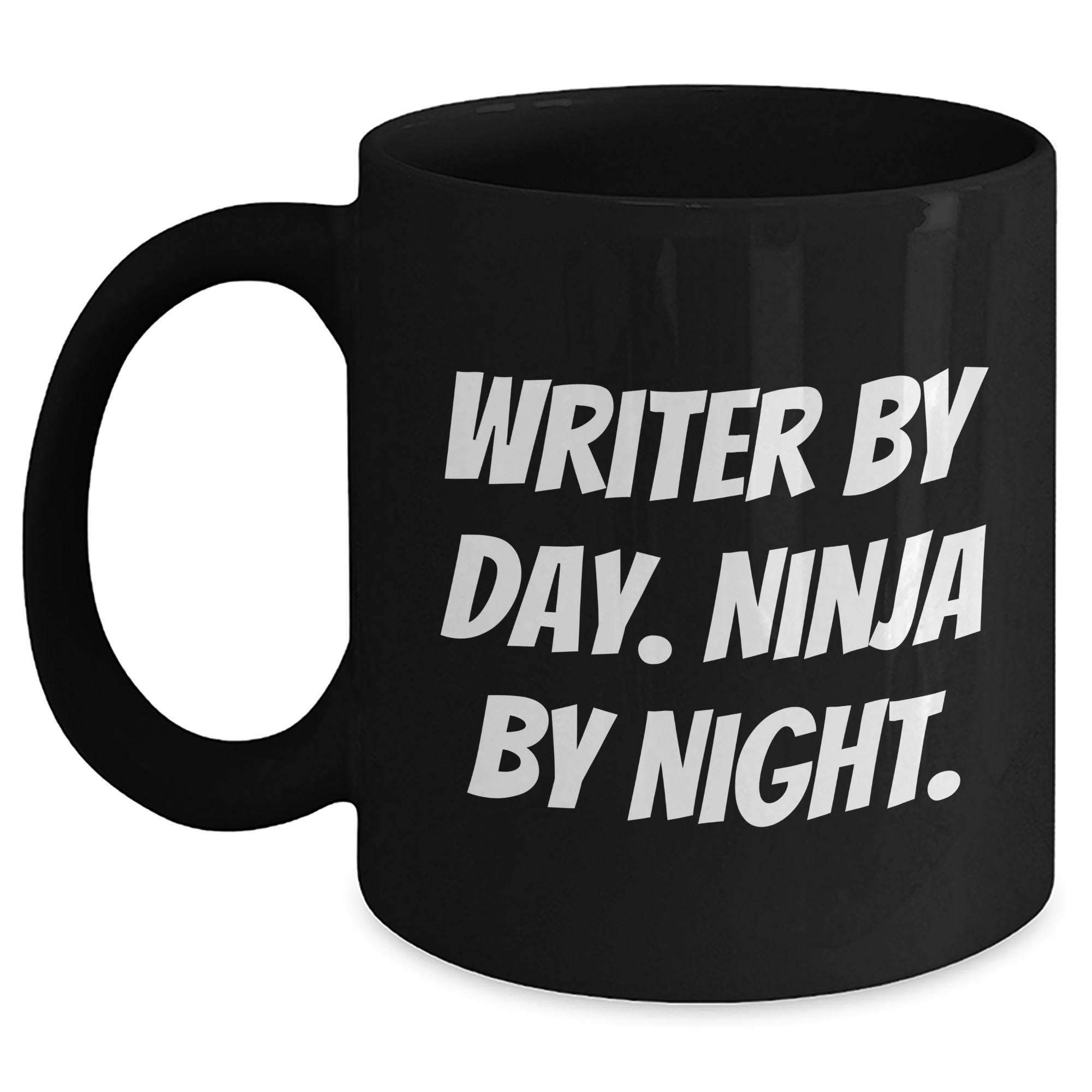 Writer's Humor Black Coffee Mug, Funny Quote by Day, Ninja By Night, Gifts for Men, Father's Day Unique Gifts from Friends - Main