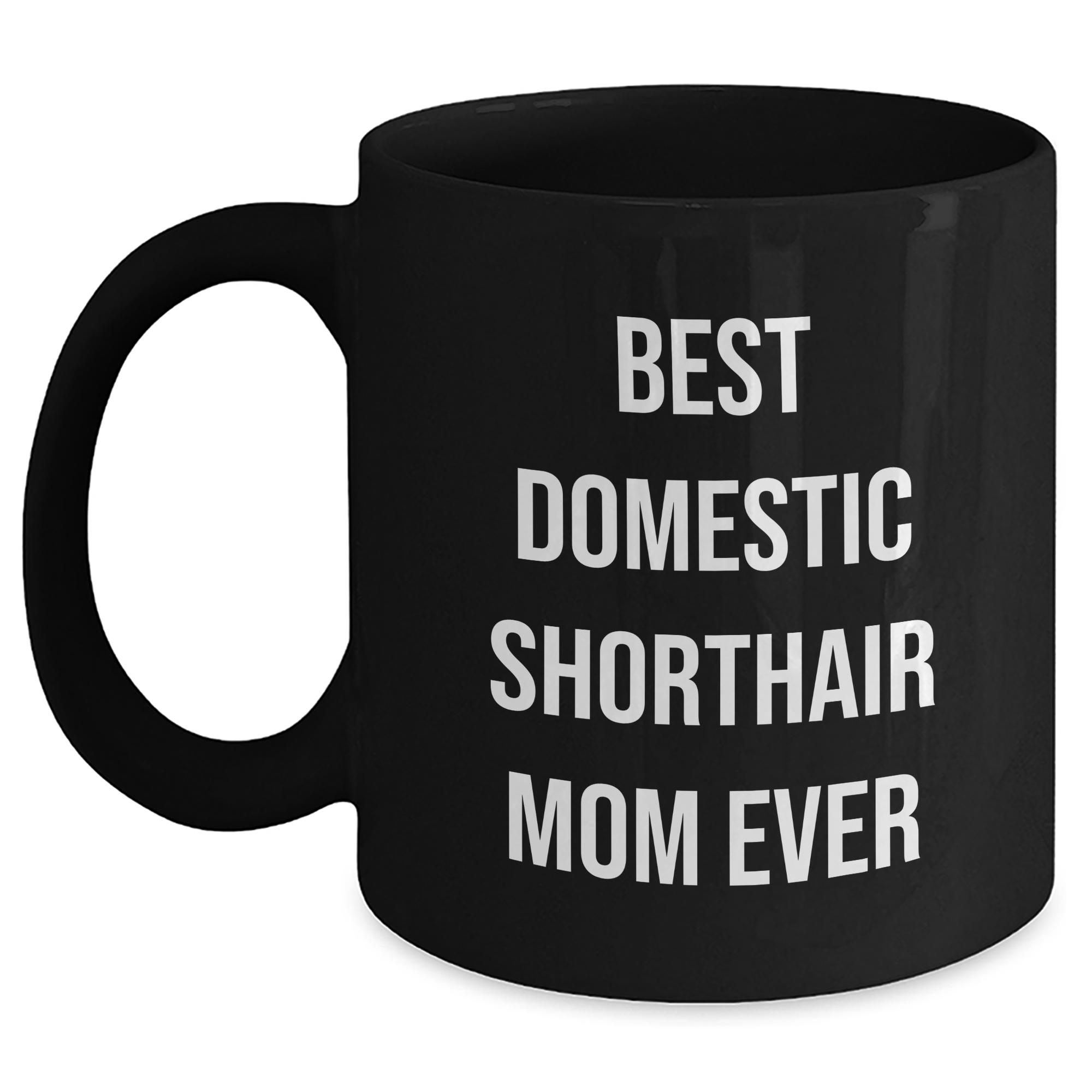 Funny Domestic Shorthair Cat Mom Mugs for Dad's Day Gifts from Family, Black Coffee Mug with Inspirational Quote - Main