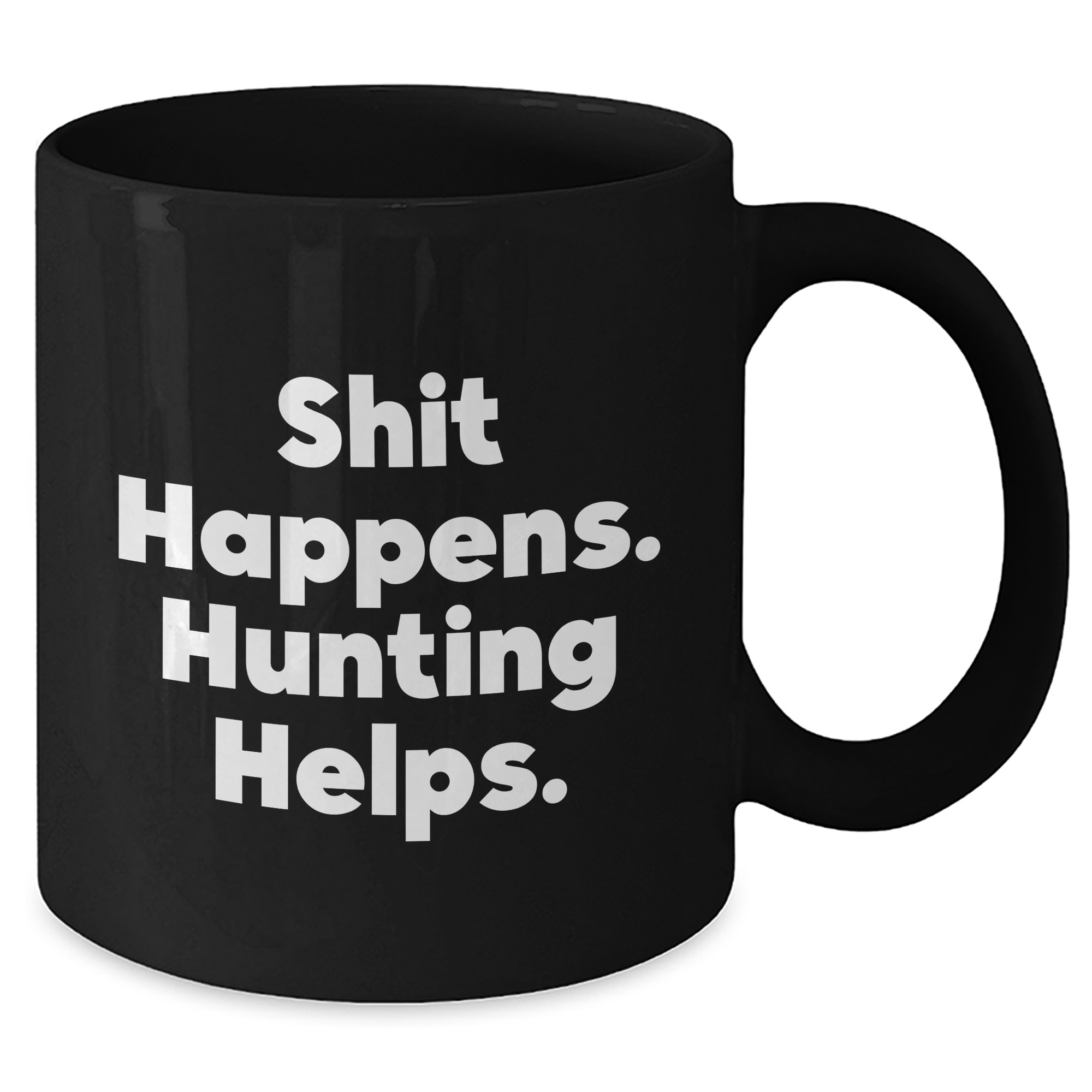 Funny Hunting Mugs 'Shit Happens. Hunting Helps.' Gifts for Dad on Father's Day, Black Coffee Mug for Men - Additional