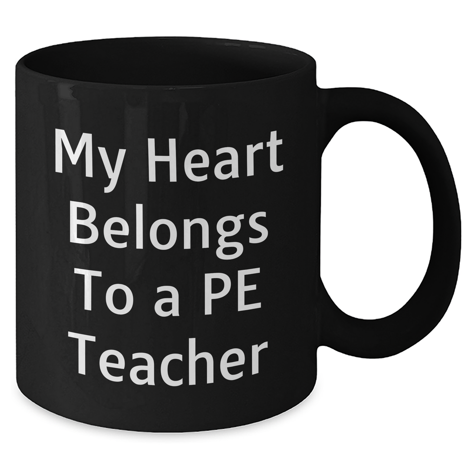 Funny PE Teacher Gifts from Friends for Graduation Unique PE Teacher Black Coffee Mug 'My Heart Belongs To A PE Teacher' - Additional