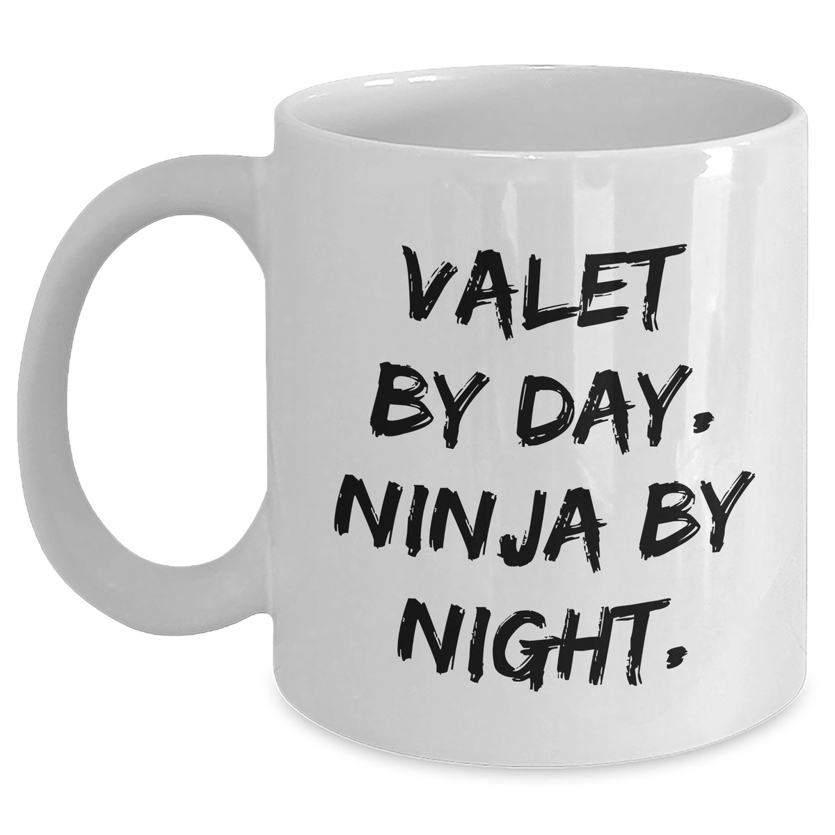 Funny Valet Gifts from Men to Friends - White Coffee Mug for Graduation, Valet By Day. Ninja By Night. - Main