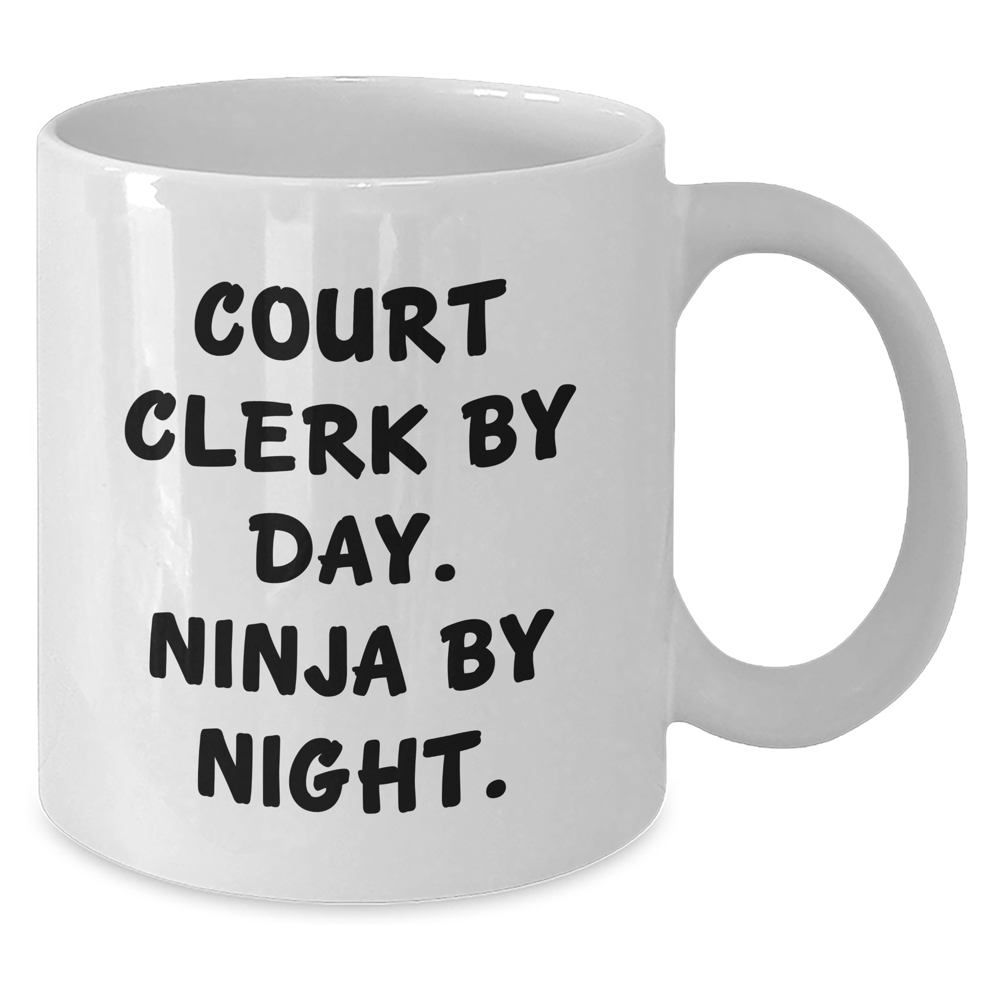 Funny Court Clerk Gifts - Court Clerk By Day. Ninja By Night. White Coffee Mug for Men, Unique Father's Day Unique Gifts from Family, 11oz or 15oz Capacity - Additional