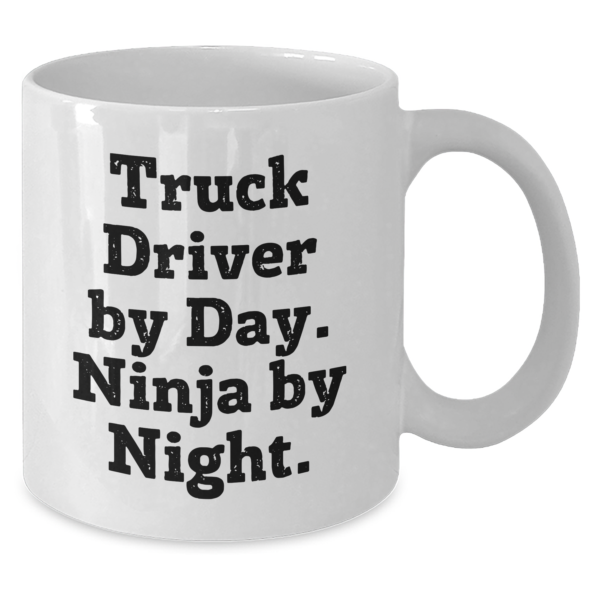 Funny Truck Driver Gifts, White Coffee Mug, 'Truck Driver By Day. Ninja By Night.' - Gifts from Men for Truck Driver, Unique Father's Day Presents - Additional