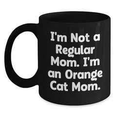 Funny Orange Cat Mom Gifts from Friends, Birthday Unique Gifts for Orange Cat Enthusiasts, Black Coffee Mug - Main