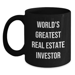 Funny 'World's Greatest Real Estate Investor' Gifts for Real Estate Investor, Unique Black Coffee Mug, Christmas Unique Gifts from Friends, Family, Coworkers - Main