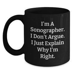 Funny Sonographer Gifts from Family and Friends, Unique Black Coffee Mug for Sonographer Men and Women, Christmas Unique Gifts for Him and Her - Main