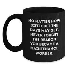 Inspiring Maintenance Worker Gifts from Friends - Black Coffee Mug, Funny Quote for Graduation Unique Gifts - Main