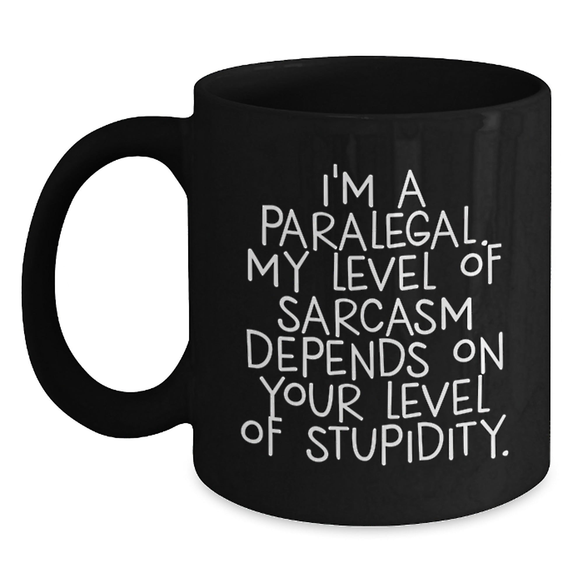 Funny Paralegal Black Coffee Mugs Gifts for Paralegal Friends and Family - Sarcasm Levels Gifts from Women to Paralegal Men - Main