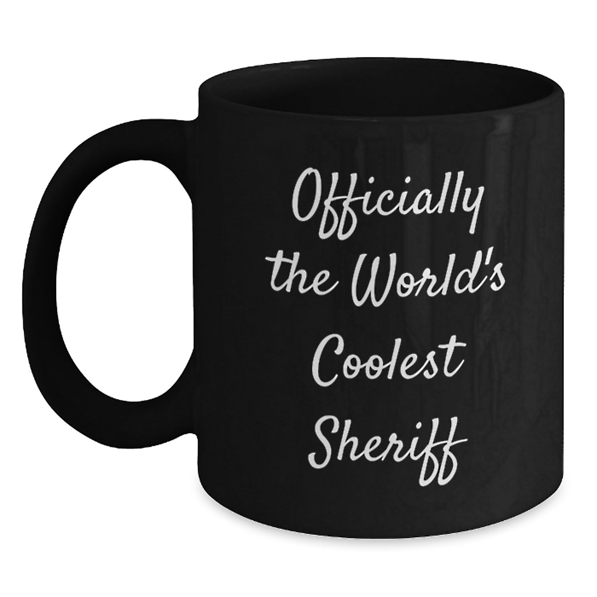 Sheriff Gifts for Men, Women, Friends - Officially The World's Coolest Sheriff Black Coffee Mug, Graduation Unique Gifts from Family, Coworkers - Main