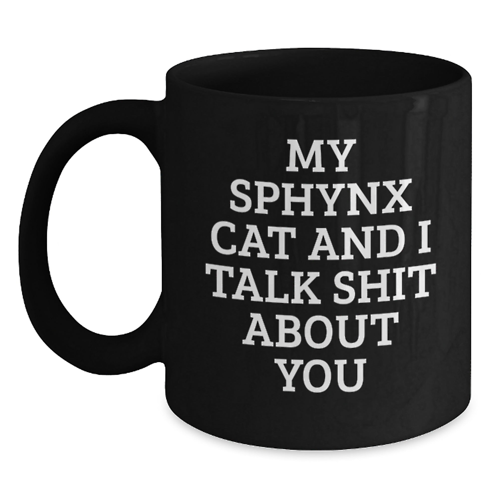 Funny Sphynx Cat Gifts from Men - Unique Valentine's Black Coffee Mug for Women Friends Coworkers - Main