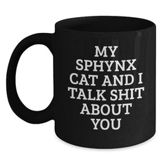 Funny Sphynx Cat Gifts from Men - Unique Valentine's Black Coffee Mug for Women Friends Coworkers - Main