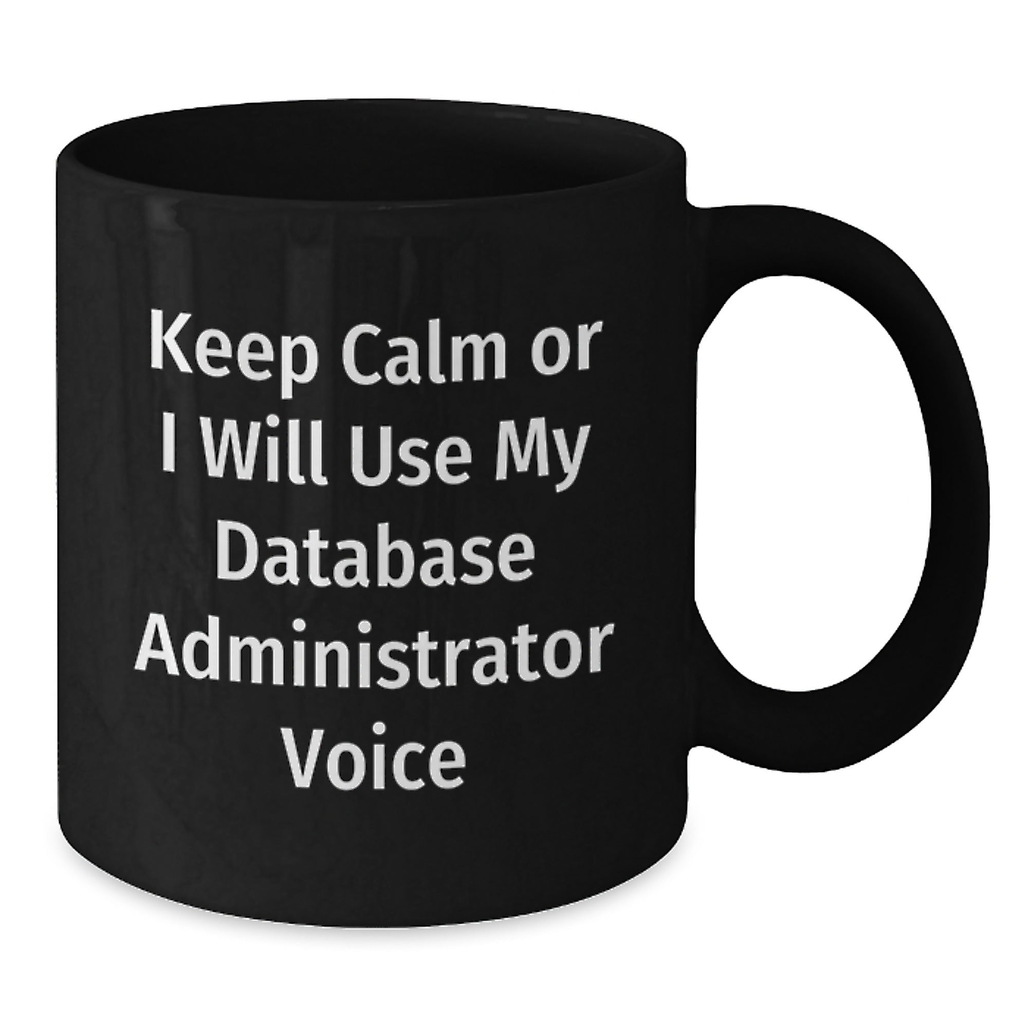 Funny Gifts for Database Administrator, Christmas Unique Mugs, Keep Calm Or I Will Use My Database Administrator Voice, Black Coffee Mug for Men - Additional