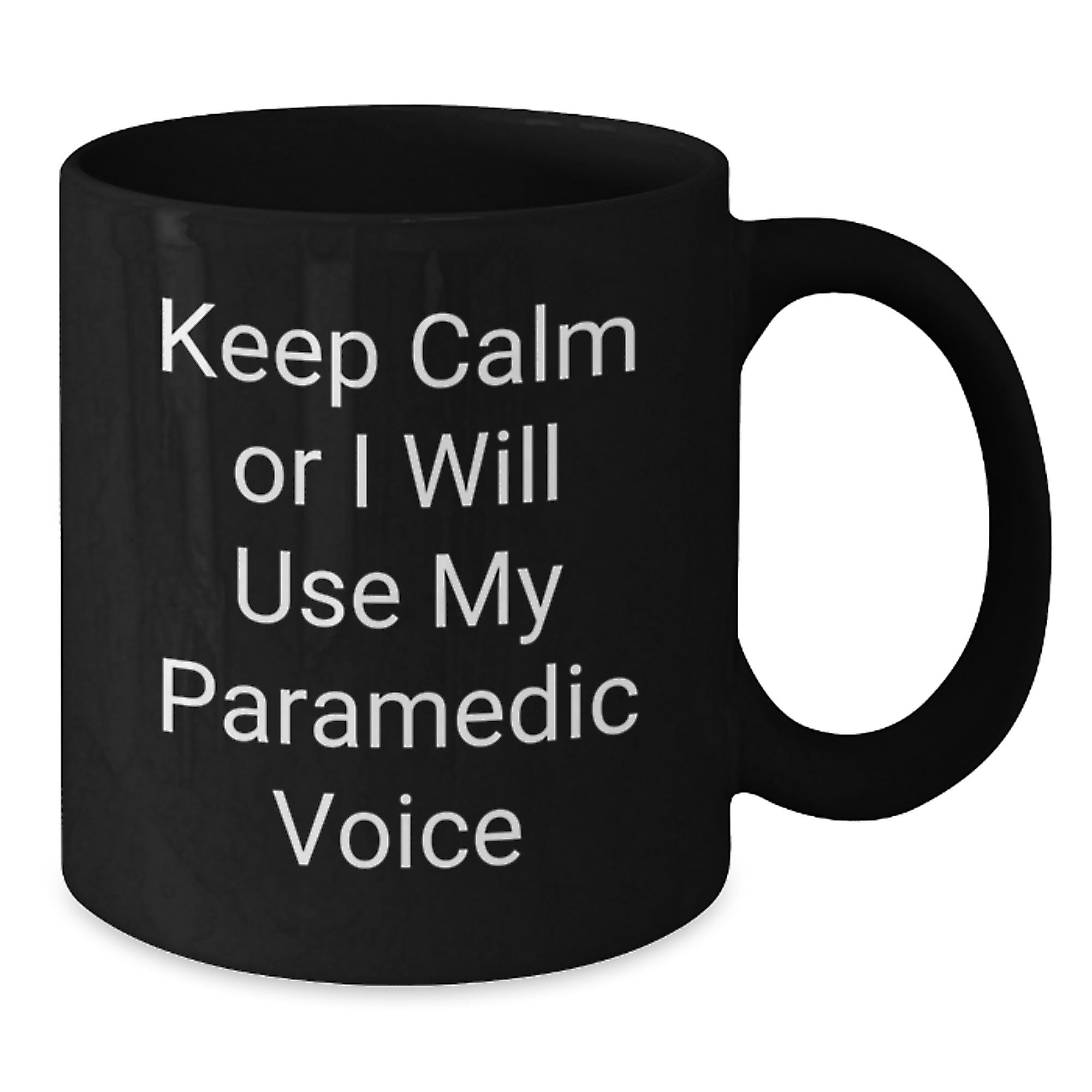 Funny Rescue Worker Gifts for Men, Black Coffee Mug, Christmas Unique Presents from Friends to Rescue Workers, Keep Calm Or I Will Use My Rescue Worker Voice - Additional