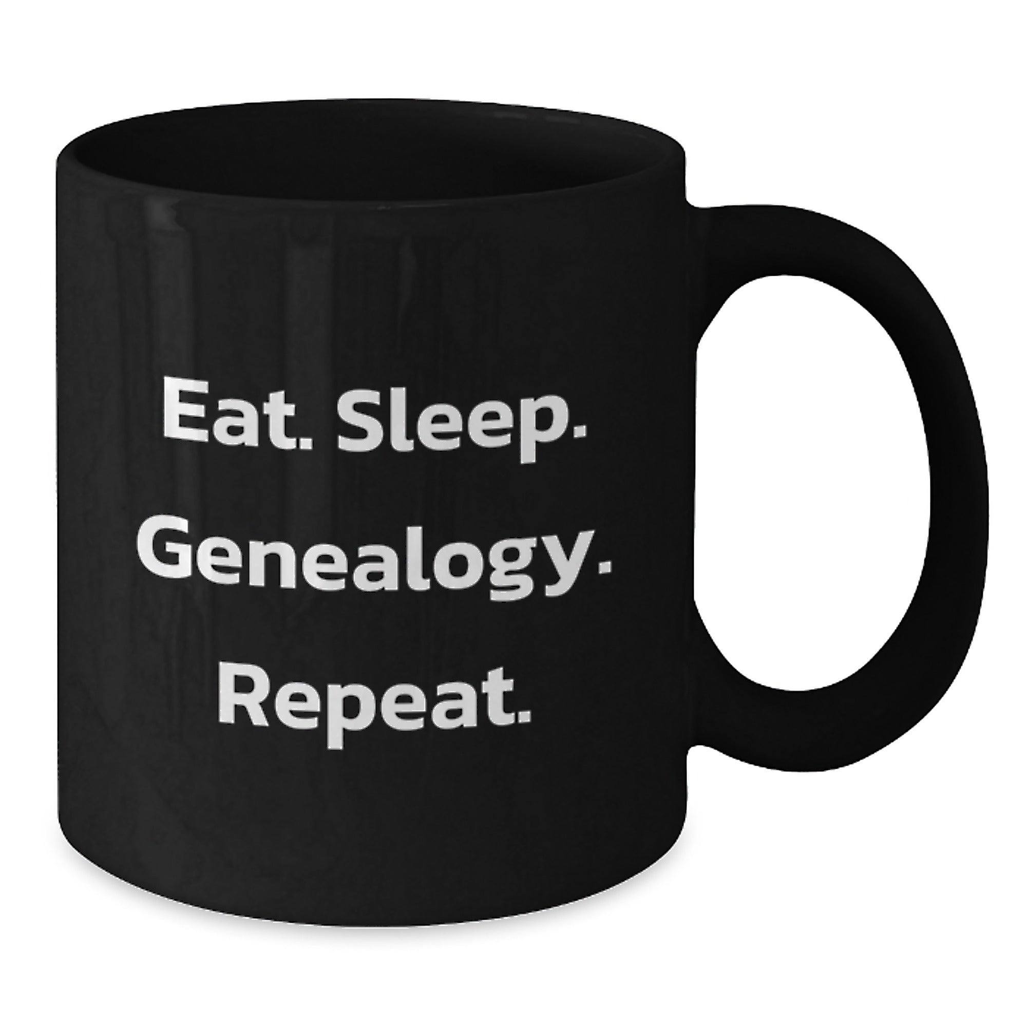 Genealogy Enthusiast Gifts from Friends, Funny Eat Sleep Genealogy Repeat Black Coffee Mug for Genealogy Lovers Birthday Unique Gifts - Additional