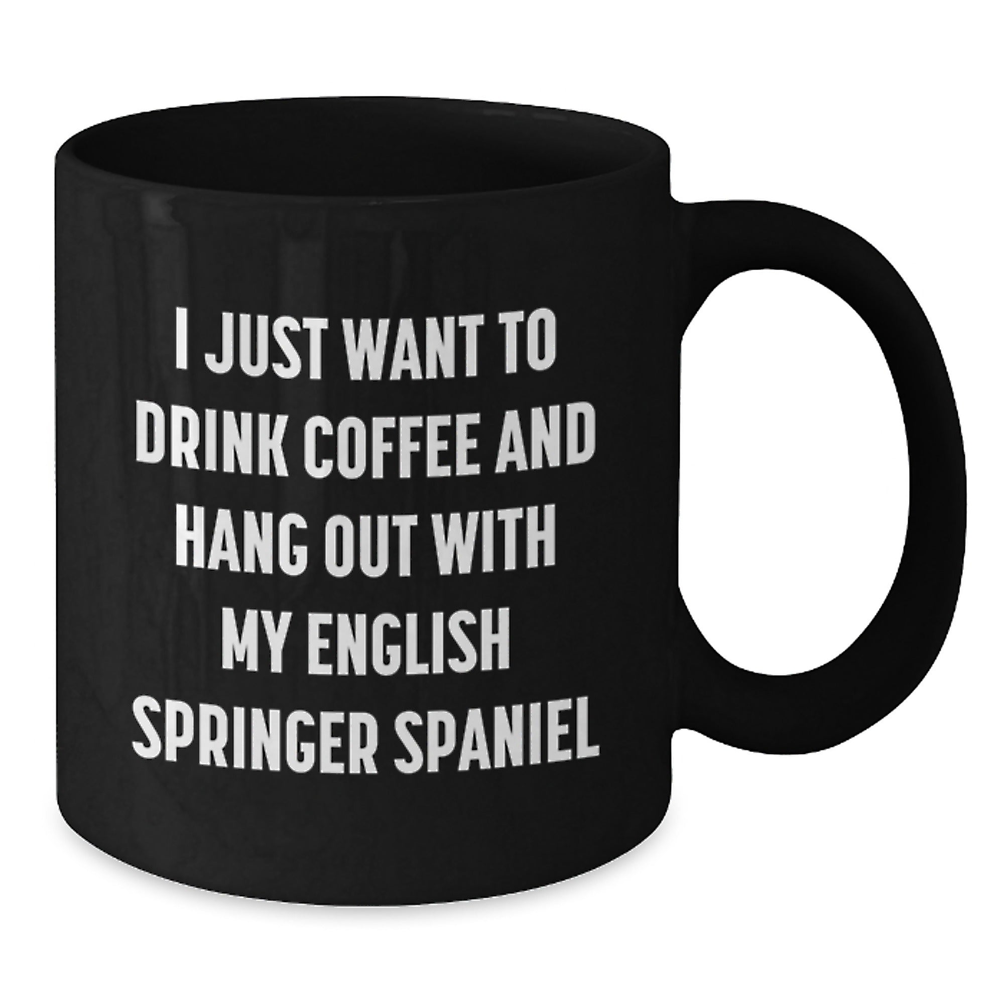 Funny English Springer Spaniel Dog Gifts for Men, Black Coffee Mug, 'I Just Want To Drink Coffee And Hang Out With My English Springer Spaniel' Quote, Gifts from Friends, Birthday Unique Gift - Additional