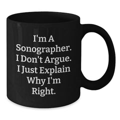 Funny Sonographer Gifts from Family and Friends, Unique Black Coffee Mug for Sonographer Men and Women, Christmas Unique Gifts for Him and Her - Additional