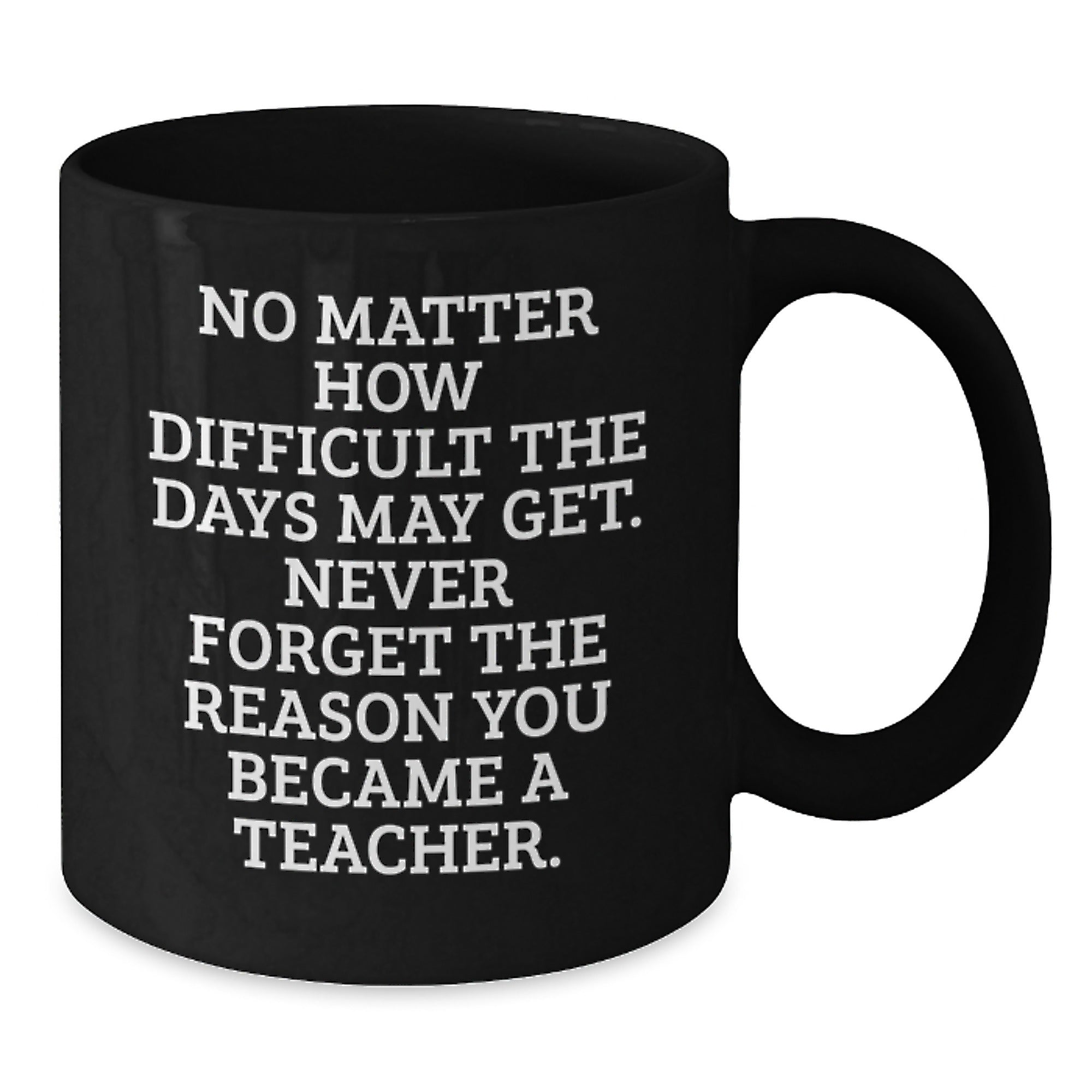Inspiring Teacher Gifts from Friends - 'No Matter How Difficult' Black Coffee Mug for Graduation - Additional