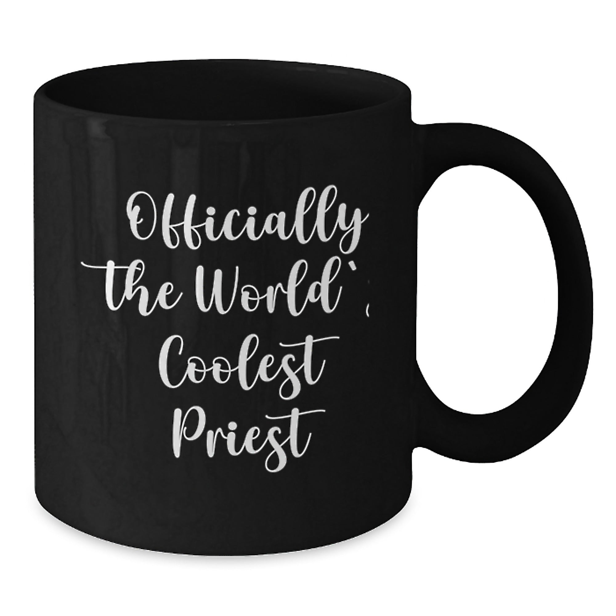 Funny Priest Gifts from Friends for Men - 'Officially The World's Coolest Priest' Black Coffee Mug, Graduation Unique Gifts - Additional