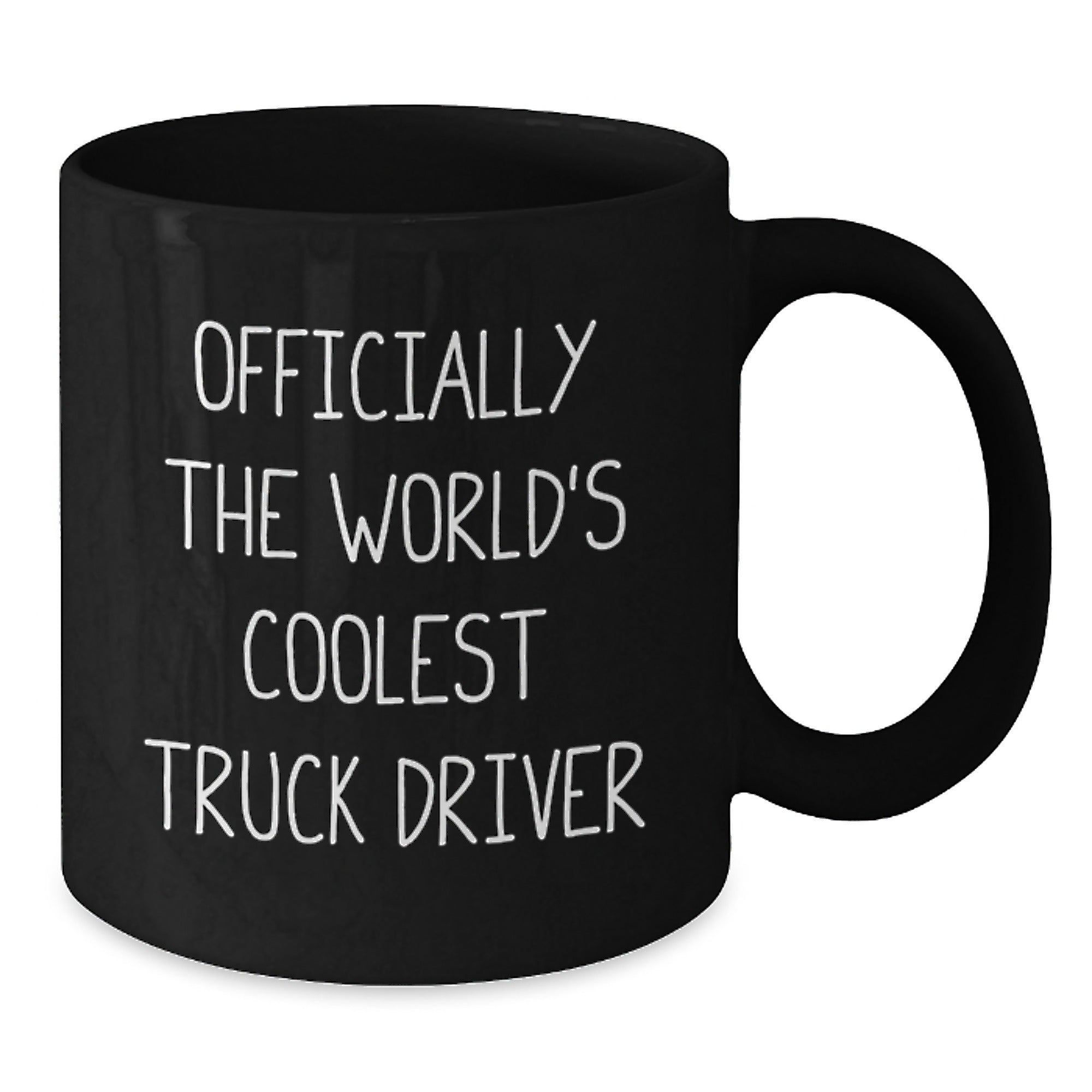 Funny Truck Driver Gifts for Him - 'Officially The World's Coolest Truck Driver' Black Coffee Mug, Birthday Unique Presents from Friends - Additional