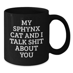 Funny Sphynx Cat Gifts from Men - Unique Valentine's Black Coffee Mug for Women Friends Coworkers - Additional