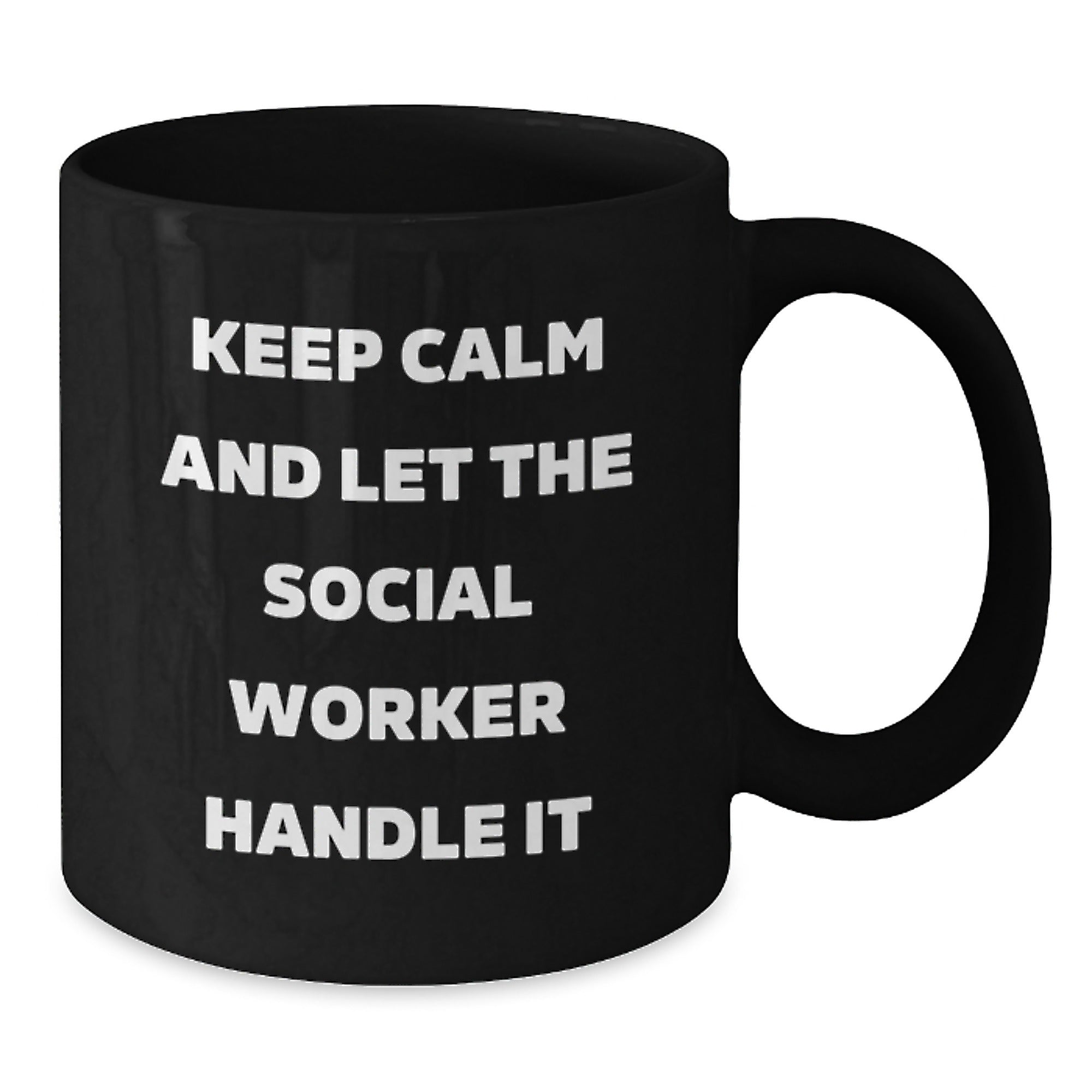 Funny Social Worker Gifts, Black Coffee Mug, 'Keep Calm And Let The Social Worker Handle It' - Gifts from Friends and Family for Social Worker Christmas Unique Gifts - Additional