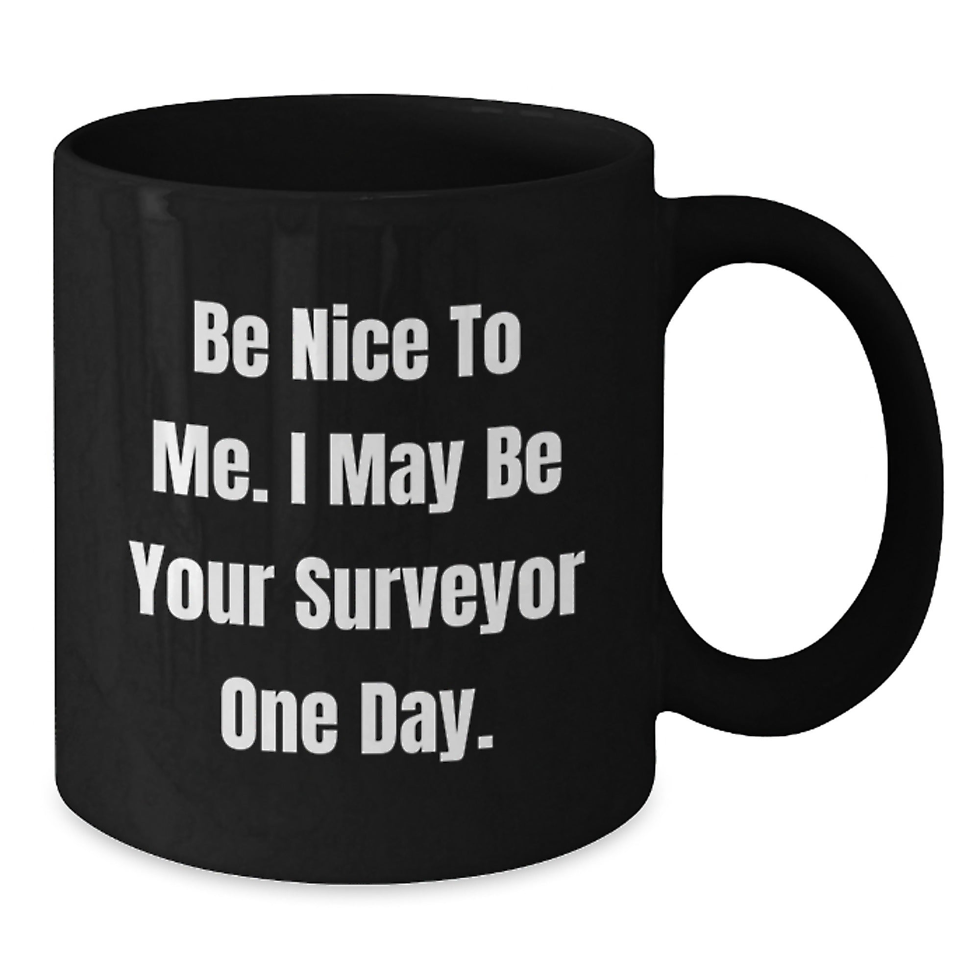 Funny Surveyor Gifts from Friends for Men - Be Nice To Me I May Be Your Surveyor One Day Black Coffee Mug Christmas Unique - Additional