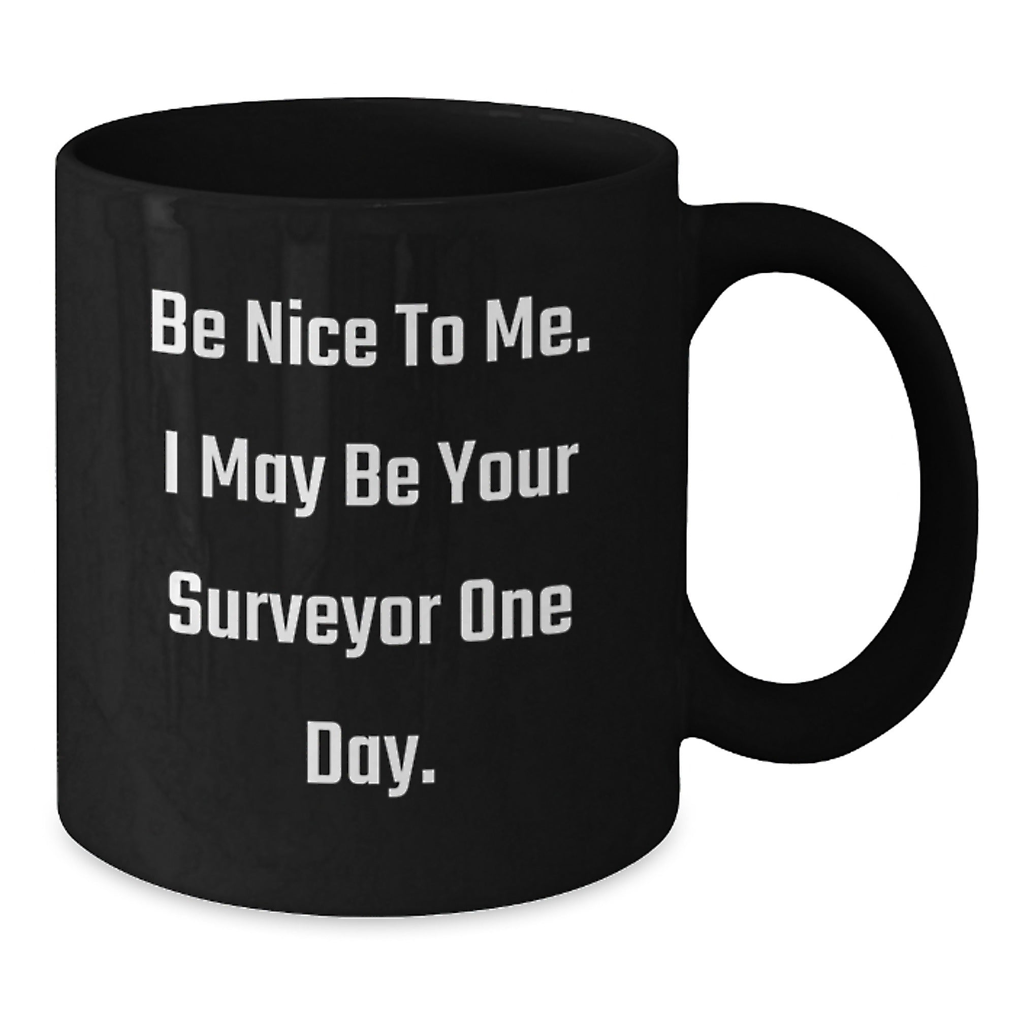 Funny Surveyor Gifts for Men, Surveyor Black Coffee Mug, 'Be Nice To Me I May Be Your Surveyor One Day', Christmas Unique Gifts from Friends - Additional
