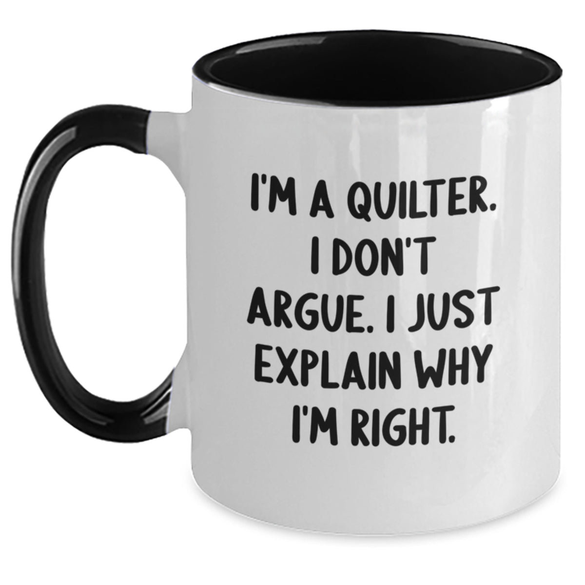 Funny Quilter Gifts, Inspirational Two Tone Coffee Mug for Quilters, Christmas Memorable Present Ideas for Family, Friends, and Coworkers Who Love to Quilt - Main
