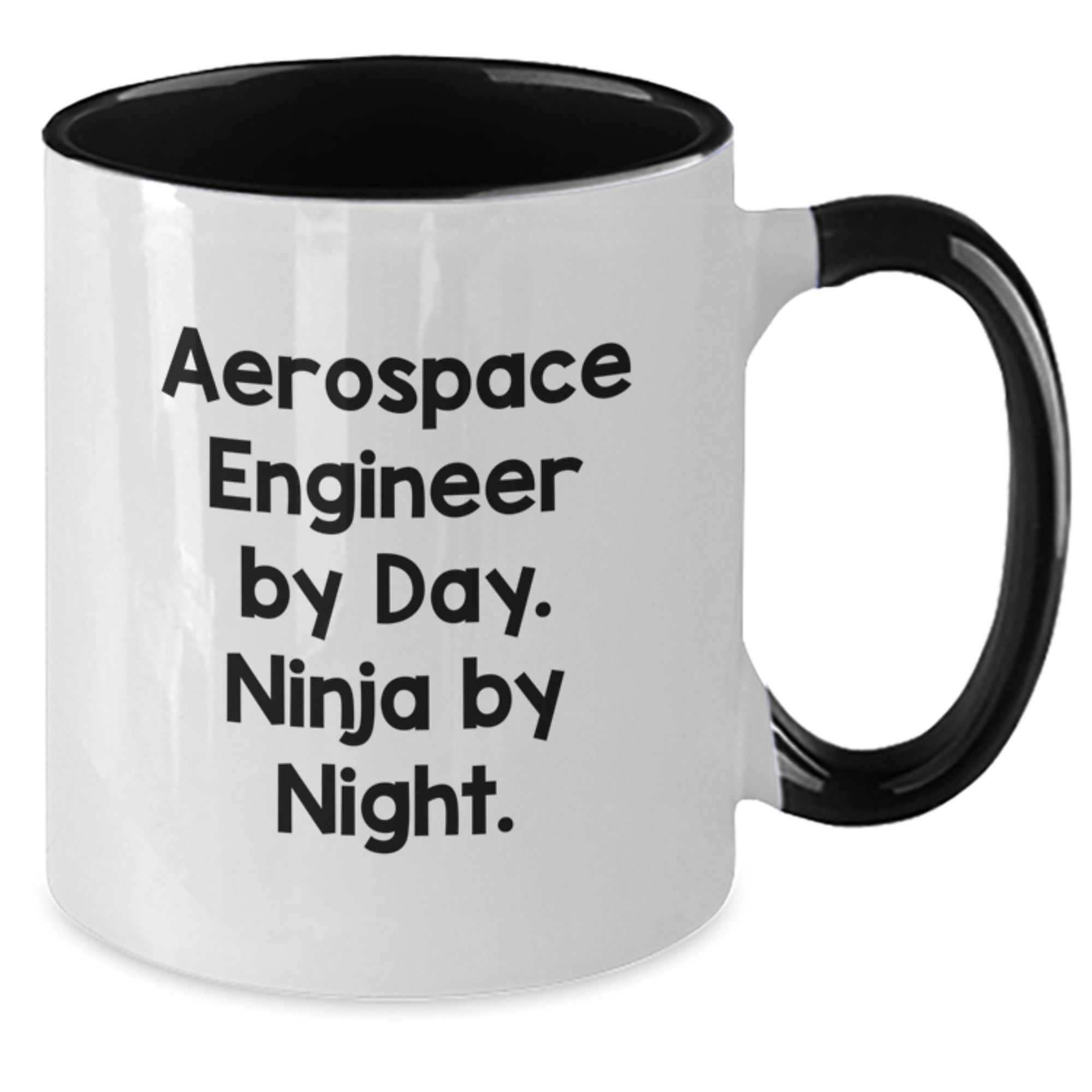 Aerospace Engineer Gifts from Friends, Unique Graduation Mugs for Men and Women, 'Aerospace Engineer By Day. Ninja By Night.' Funny Quote, Two Tone Coffee Mug - Additional