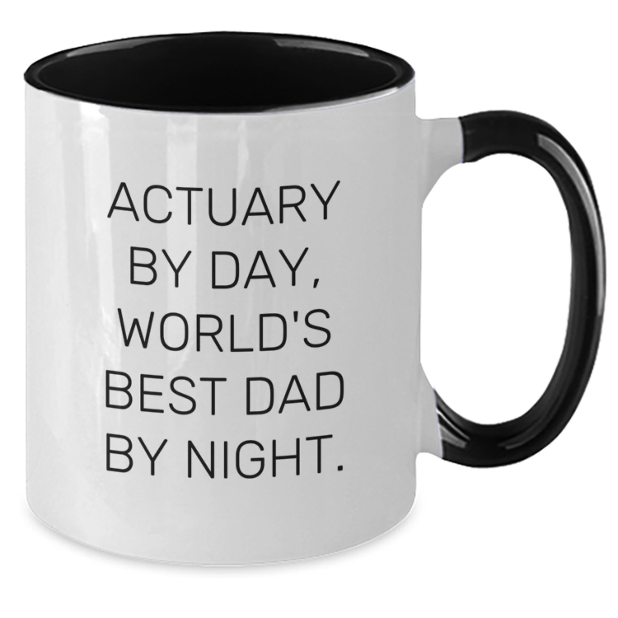 Actuary Gifts - Funny Two Tone Coffee Mug, 'Actuary By Day, World's Best Dad By Night' - Unique Graduation Gifts from Men to Actuary Friends - Additional