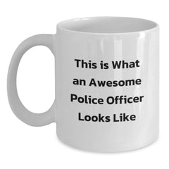 Police Officer Gifts for Men - Funny White Coffee Mug, 'This Is What An Awesome Police Officer Looks Like' Quote, Graduation Unique Gifts from Family to Friends - Main