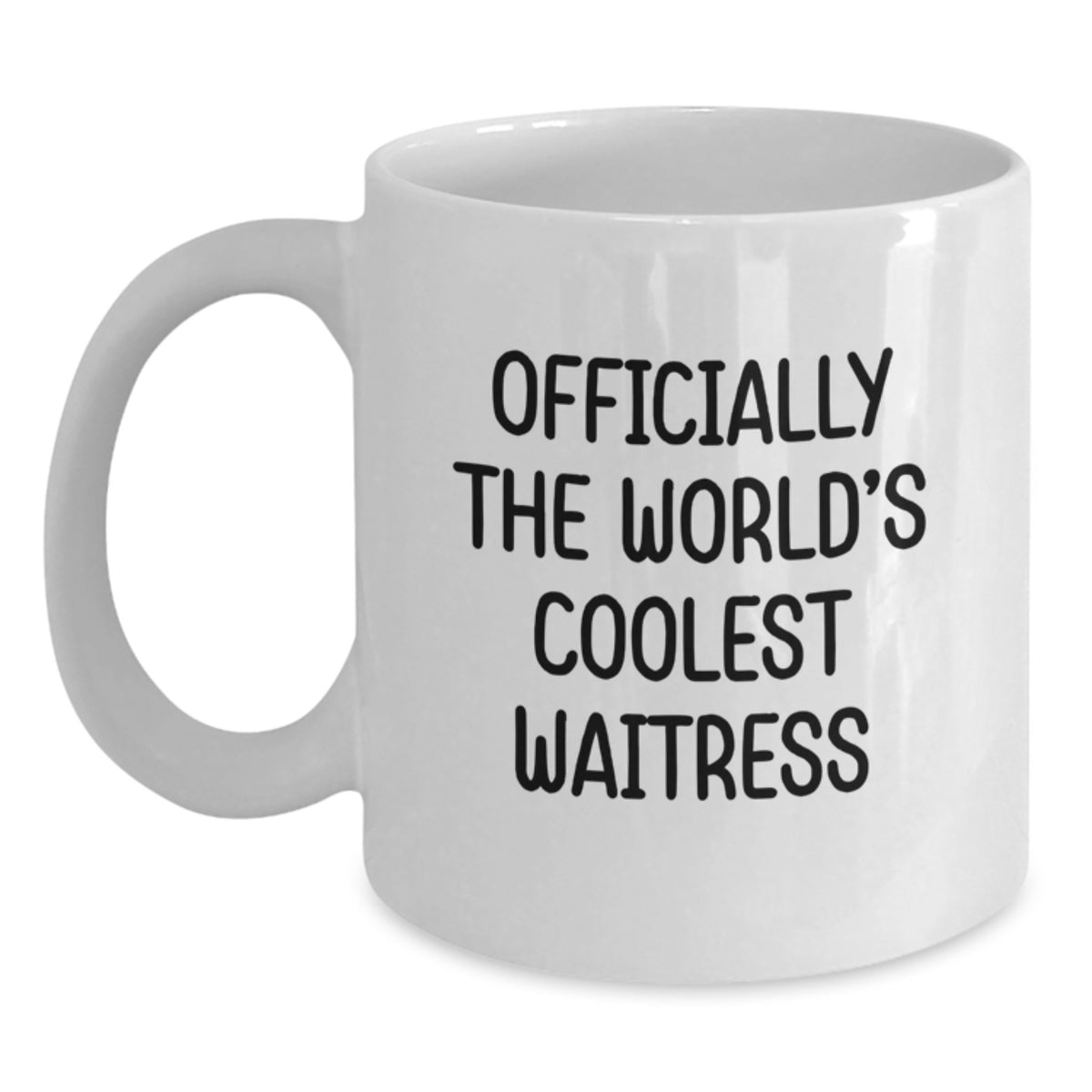 Gifts from Friends for Waitress - Funny Quote White Coffee Mug, Unique Graduation Gifts for Women, Officially The World's Coolest Waitress Ceramic Mug, 11oz or 15oz Capacity - Main