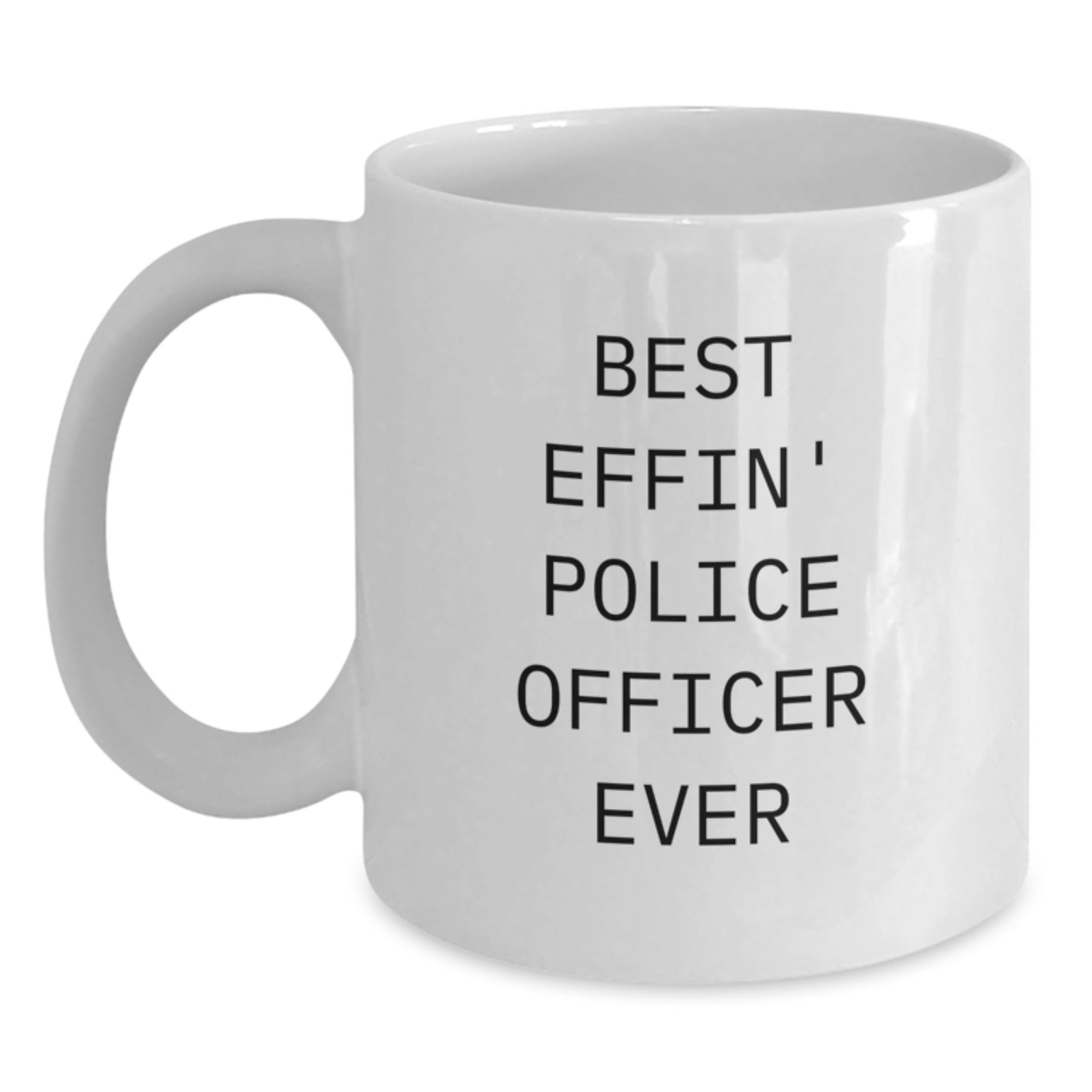 Funny Police Officer Gifts for Men, 'Best Effin' White Coffee Mug for Graduation, Gifts from Friends to Coworkers - Main