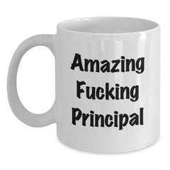Funny Principal Gifts for Birthday - White Coffee Mug with Amazing Quote, Gifts from Friends, Perfect for Men or Women - Main