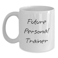 Funny Future Personal Trainer Gift for Men Christmas Unique White Coffee Mug with Inspirational Quote 'May Your Brew be Stronger than Your Workout' - Main