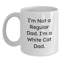 White Cat Dad Funny Birthday Unique Gift White Coffee Mug for White Cat Lovers Gifts from Family Friends - Main