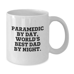 Gifts from Family - Rescue Worker By Day, World's Best Dad By Night - Funny White Coffee Mug, Birthday Unique Gifts for Men Rescue Workers, 11oz or 15oz Ceramic Mug - Additional