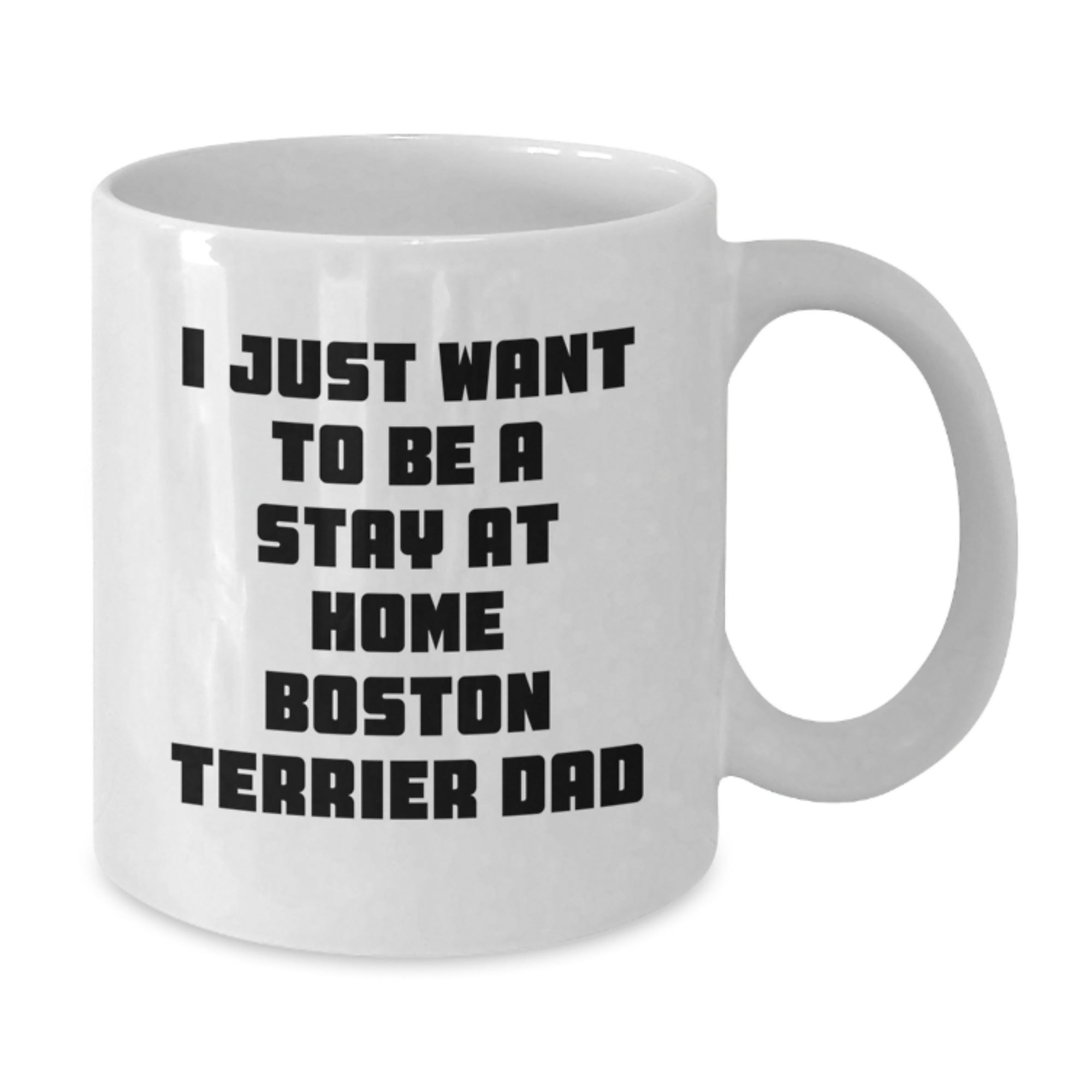 Boston Terrier Dad Gift, Funny Coffee Mug for Graduation, 'I Just Want To Be A Stay At Home Boston Terrier Dad' - Gifts from Men, Women, Friends, Family - Additional
